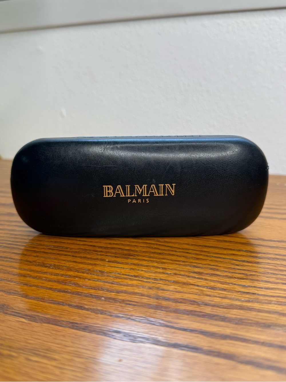 Balmain Black Sunglass Case with Gold Logo